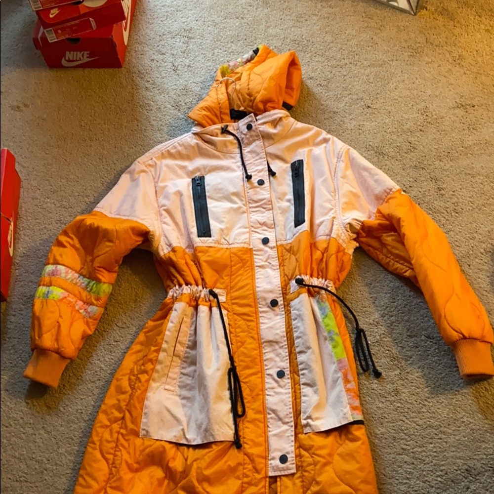 Free People Orange and Pink Quilted Utility Jacket - Picture 3 of 4